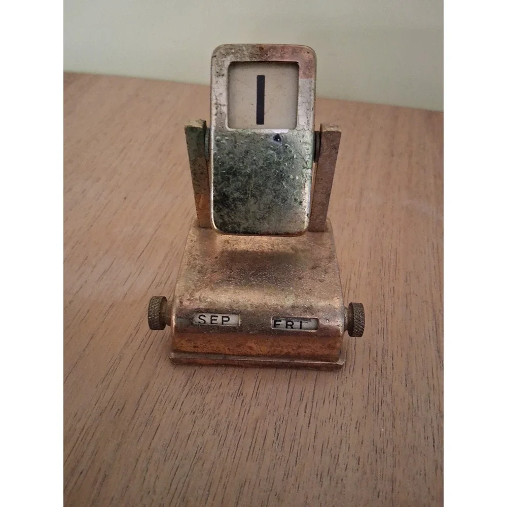 Mid-Century Vintage Brass Flip Desk Calendar – Complete Date Set. Japan